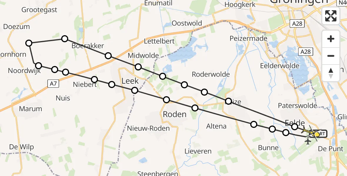Routekaart van de vlucht: Lifeliner 4 naar Groningen Airport Eelde, Hoofdweg