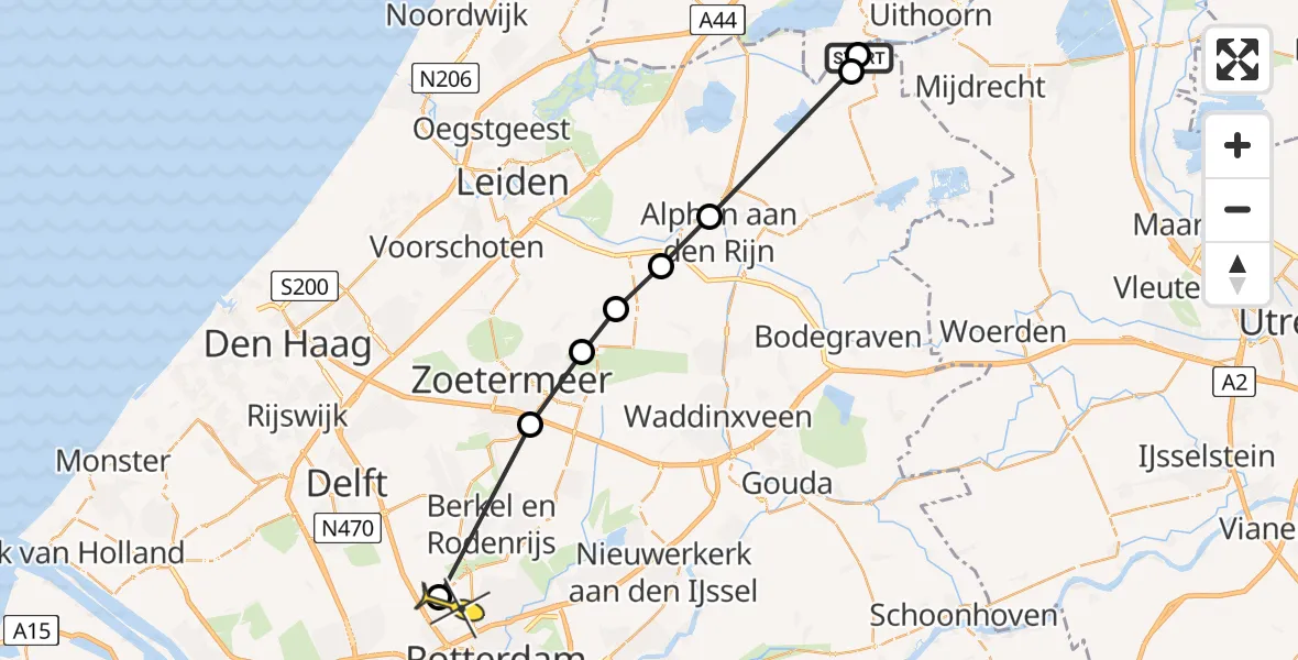 Routekaart van de vlucht: Lifeliner 2 naar Rotterdam The Hague Airport, Ringsloot