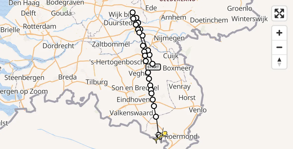 Routekaart van de vlucht: Lifeliner 3 naar Haler, Millsebaan