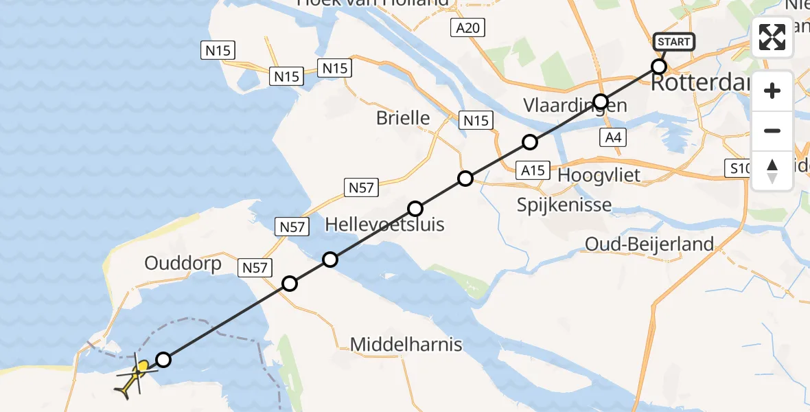 Routekaart van de vlucht: Lifeliner 2 naar Brouwershaven, Brandenburgbaan
