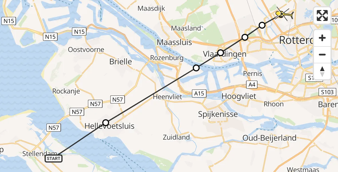 Routekaart van de vlucht: Lifeliner 2 naar Rotterdam The Hague Airport, Brandenburgbaan