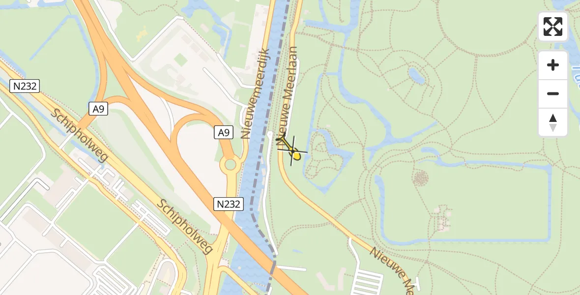 Routekaart van de vlucht: Politiehelikopter naar Amstelveen