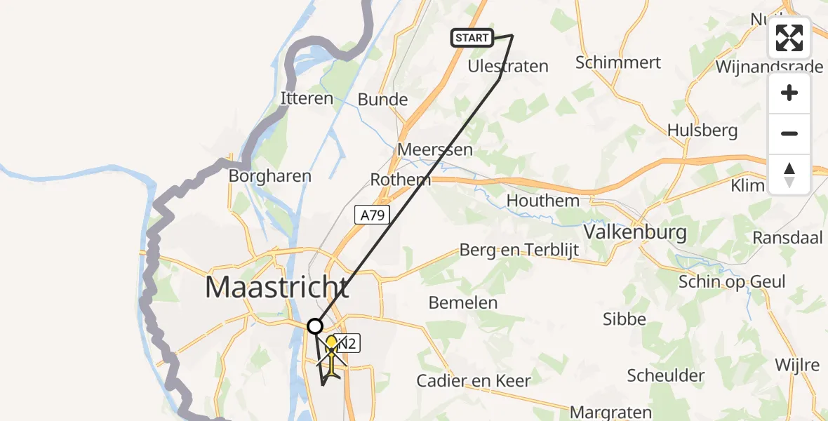 Routekaart van de vlucht: Lifeliner 3 naar Maastricht UMC+, Europalaan