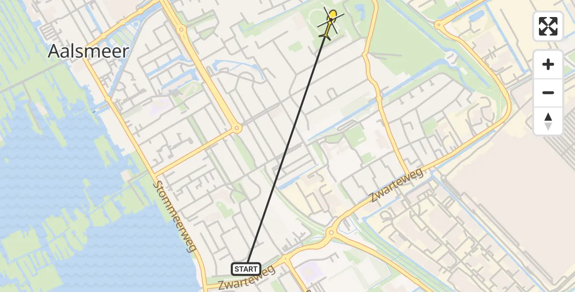 Routekaart van de vlucht: Politiehelikopter naar Aalsmeer, Seringenpark