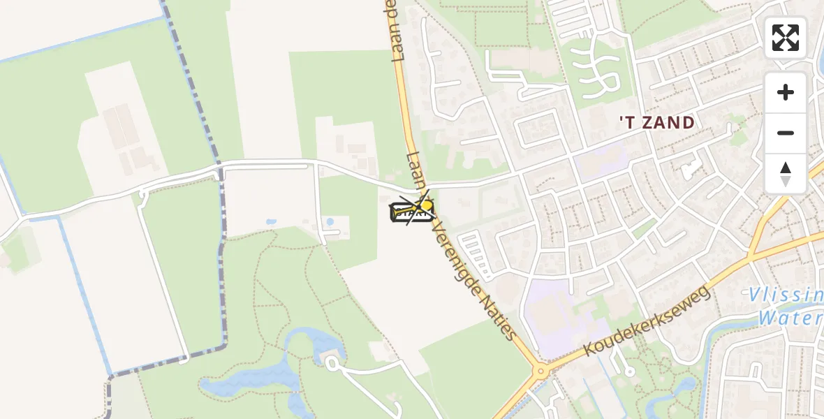 Routekaart van de vlucht: Lifeliner 2 naar Middelburg, Breeweg