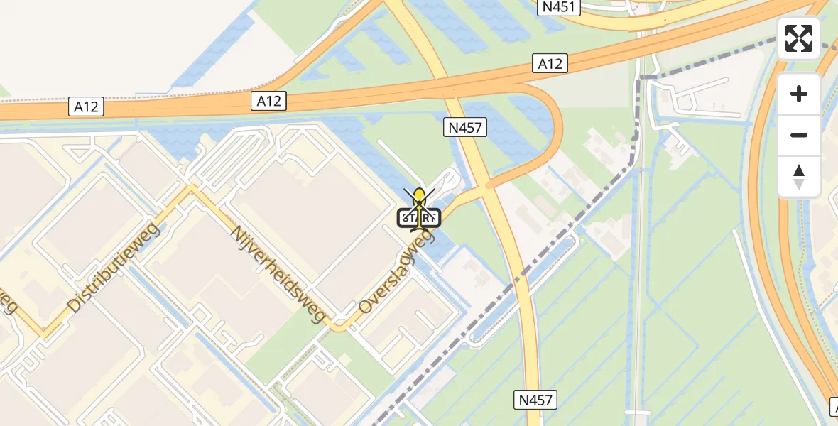 Routekaart van de vlucht: Lifeliner 1 naar Waddinxveen, Overslagweg