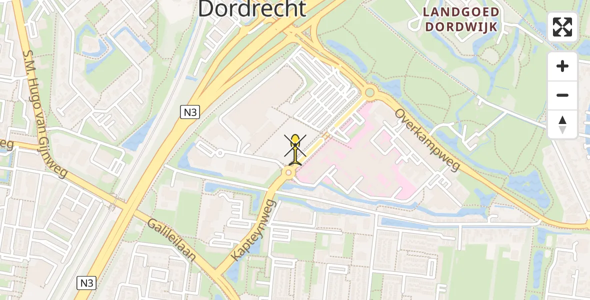 Routekaart van de vlucht: Lifeliner 1 naar Dordrecht