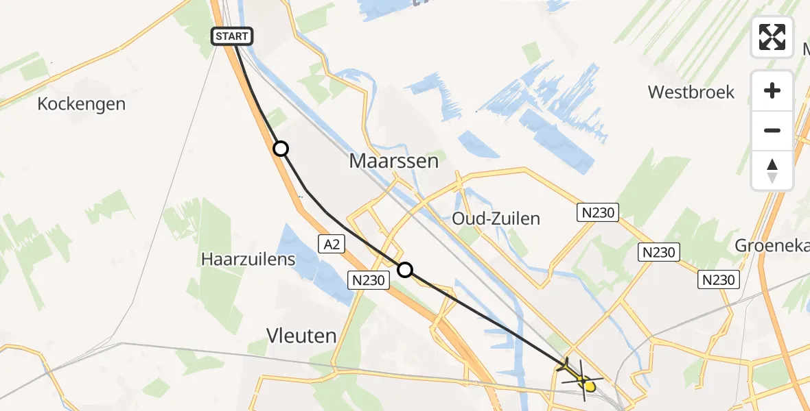 Routekaart van de vlucht: Politiehelikopter naar Utrecht, Locomotiefstraat