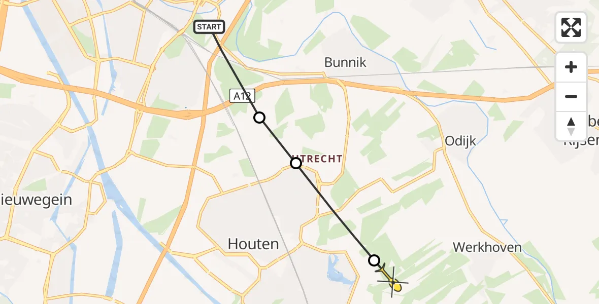 Routekaart van de vlucht: Politiehelikopter naar Werkhoven, Fectiopad