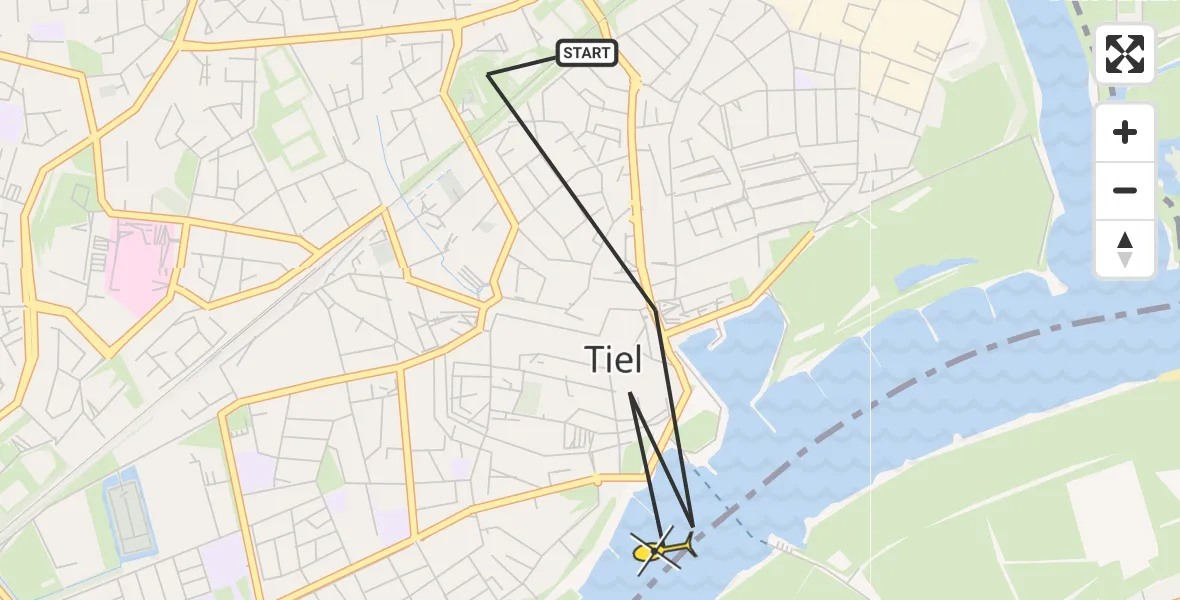 Routekaart van de vlucht: Politiehelikopter naar Tiel, Predikbroedersweg