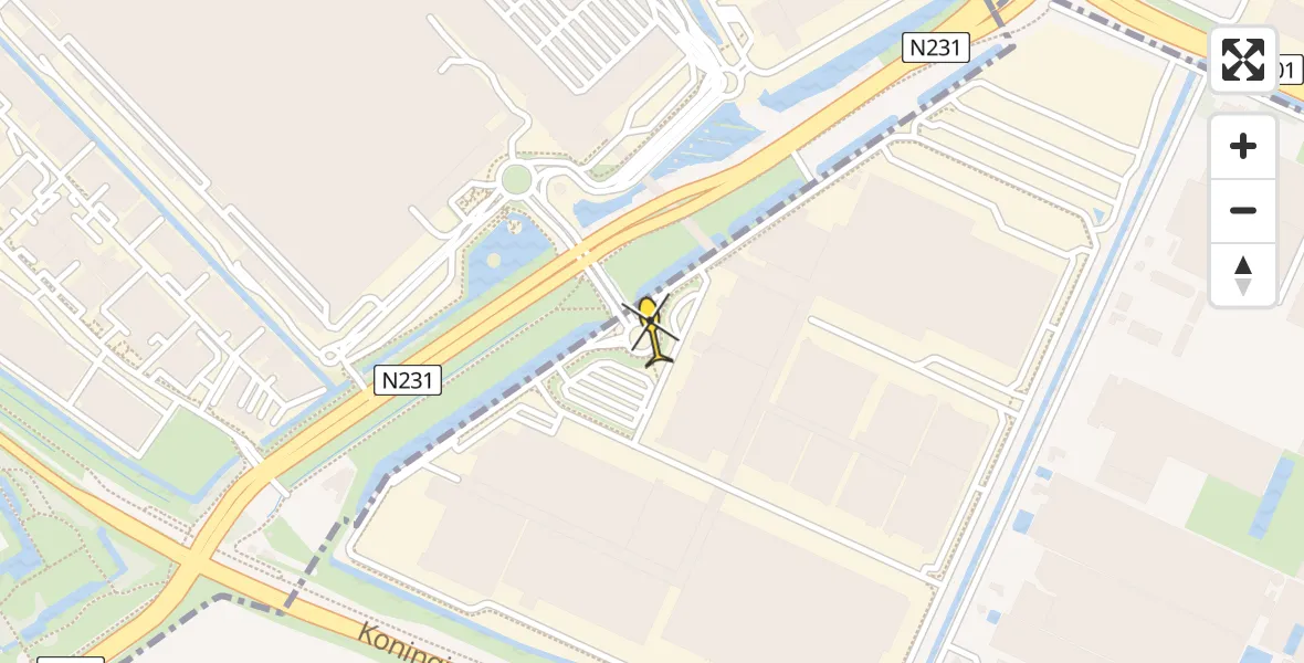 Routekaart van de vlucht: Politiehelikopter naar De Kwakel