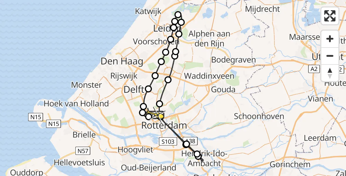 Routekaart van de vlucht: Lifeliner 2 naar Rotterdam The Hague Airport, Brandenburgbaan