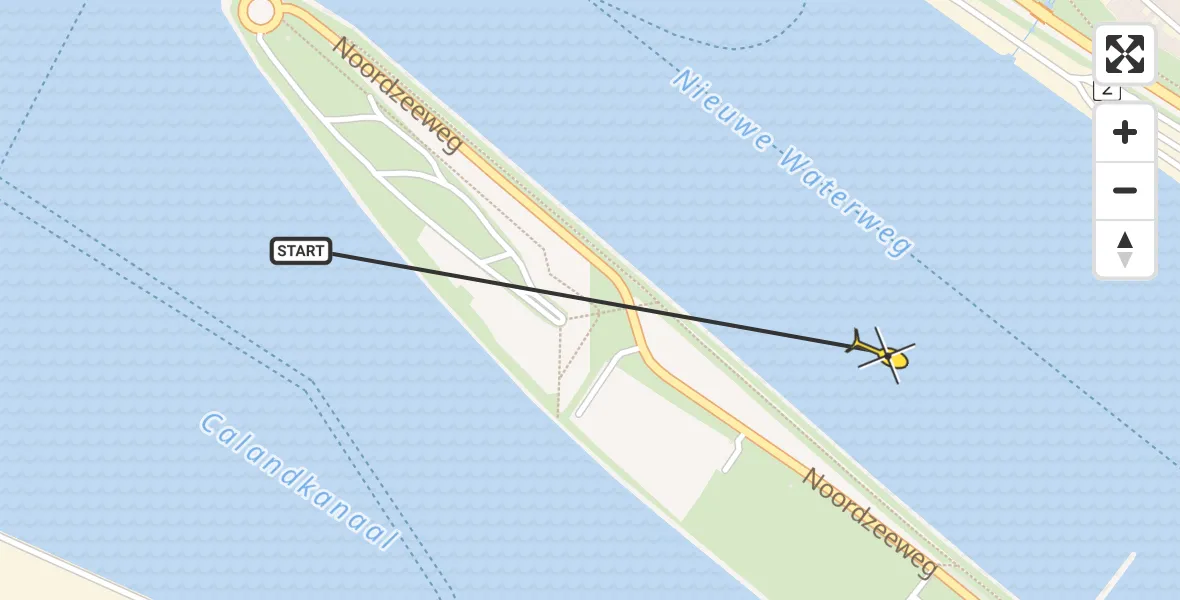 Routekaart van de vlucht: Politiehelikopter naar Europoort, Noordzeeweg