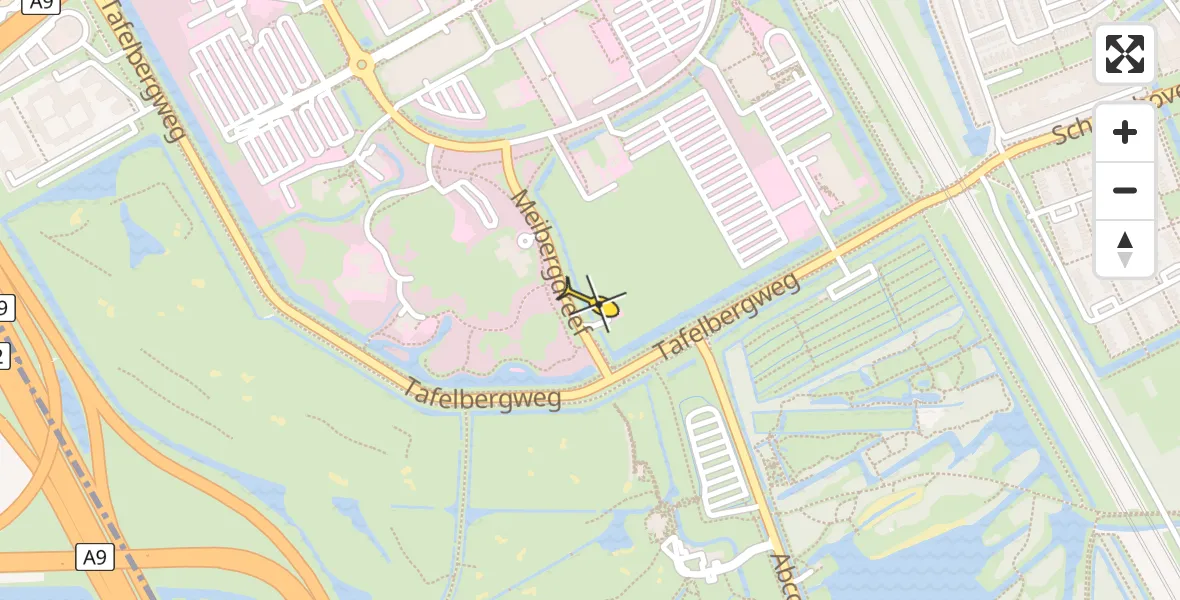 Routekaart van de vlucht: Lifeliner 1 naar Academisch Medisch Centrum (AMC)