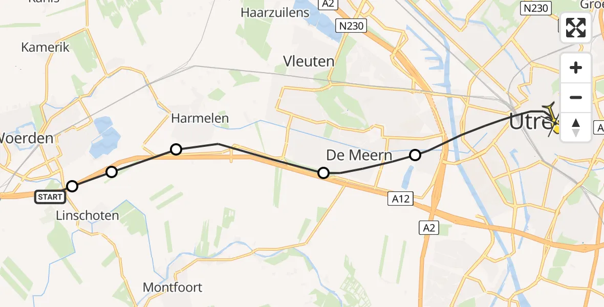 Routekaart van de vlucht: Politiehelikopter naar Utrecht, Cattenbroekerdijk