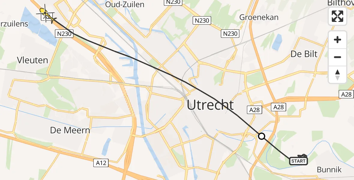 Routekaart van de vlucht: Politieheli naar Maarssen, Huisbospad