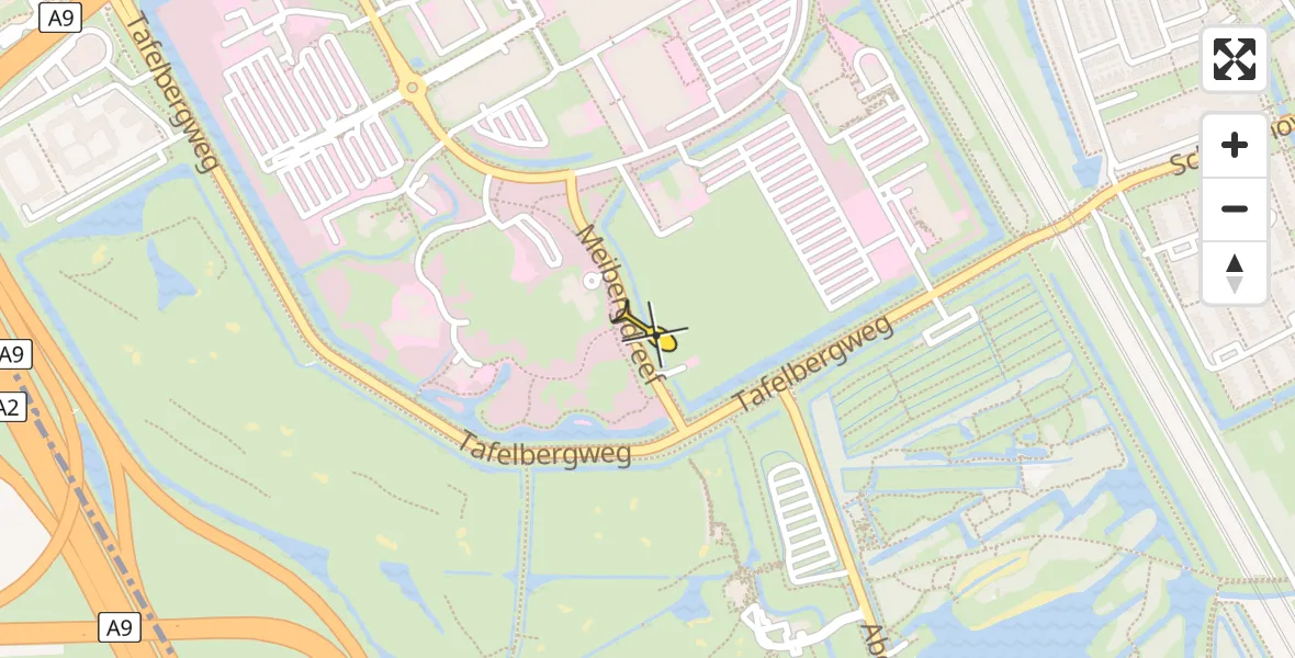 Routekaart van de vlucht: Lifeliner 1 naar Academisch Medisch Centrum (AMC)