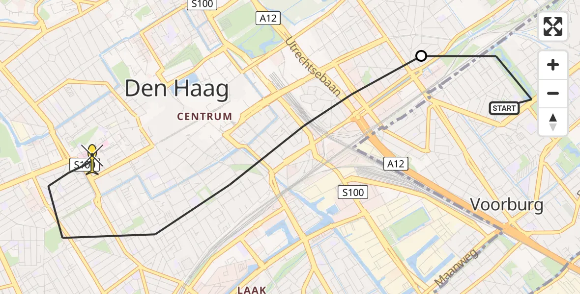 Routekaart van de vlucht: Lifeliner 2 naar Den Haag, Maystraat