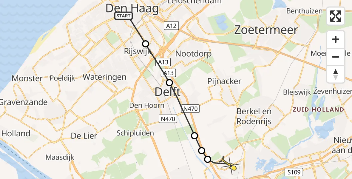Routekaart van de vlucht: Lifeliner 2 naar Rotterdam The Hague Airport, Van Ostadestraat
