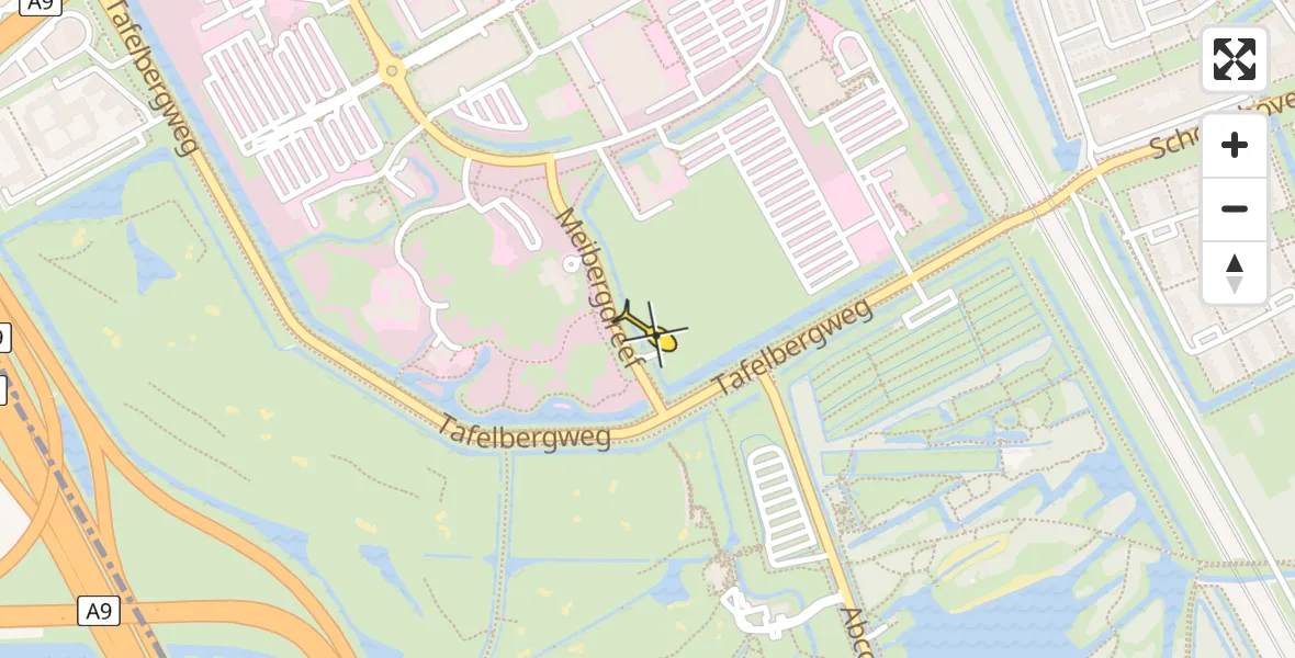 Routekaart van de vlucht: Lifeliner 1 naar Academisch Medisch Centrum (AMC)