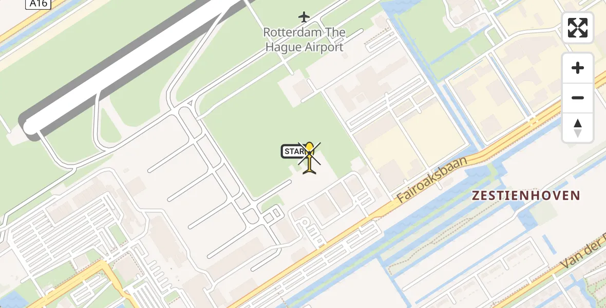 Routekaart van de vlucht: Politieheli naar Rotterdam The Hague Airport, Fairoaksbaan
