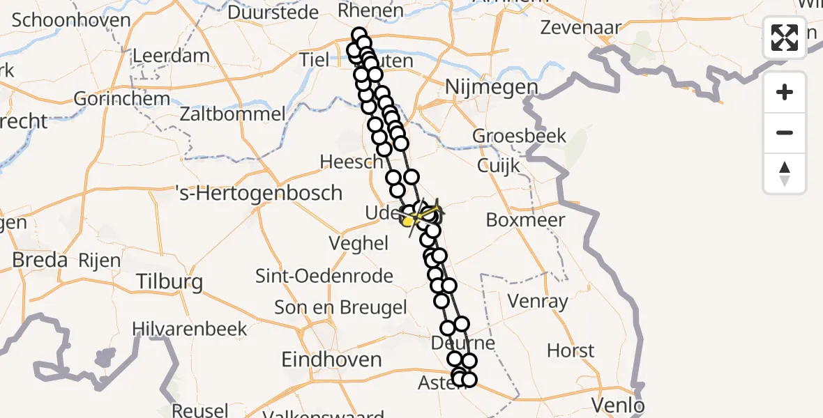 Routekaart van de vlucht: Lifeliner 3 naar Vliegbasis Volkel, Houtvennen