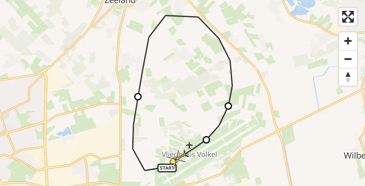 Routekaart van de vlucht: Lifeliner 3 naar Vliegbasis Volkel, Zeelandsedijk