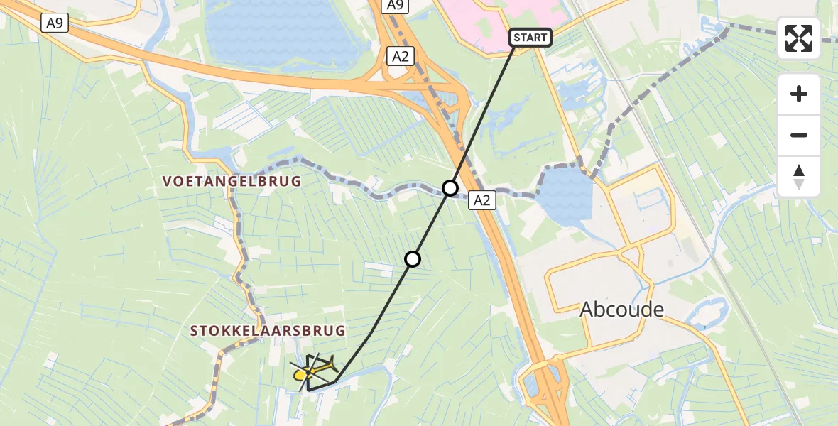 Routekaart van de vlucht: Lifeliner 1 naar Abcoude, Voetangelweg