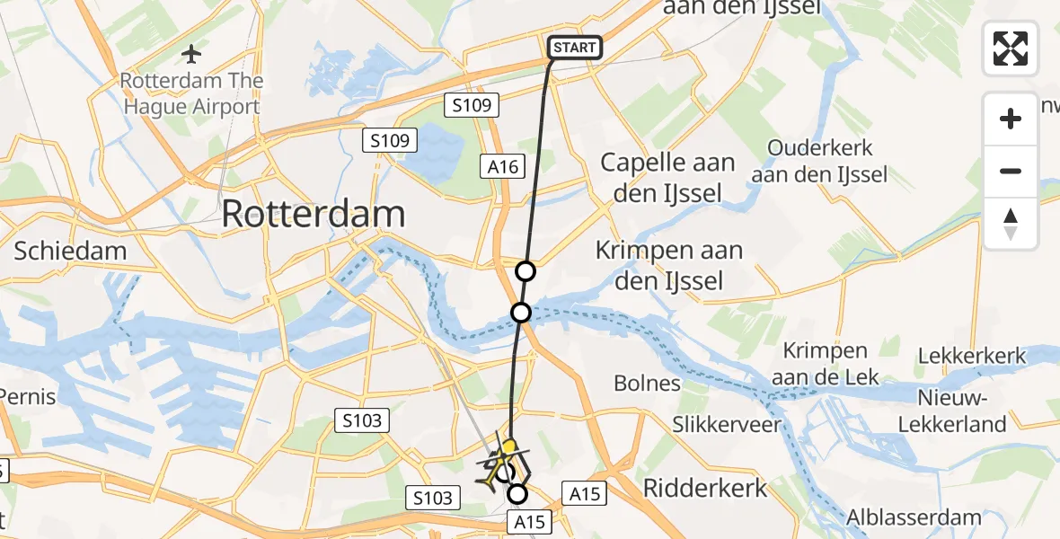 Routekaart van de vlucht: Lifeliner 2 naar Rotterdam, Van Epenstraat