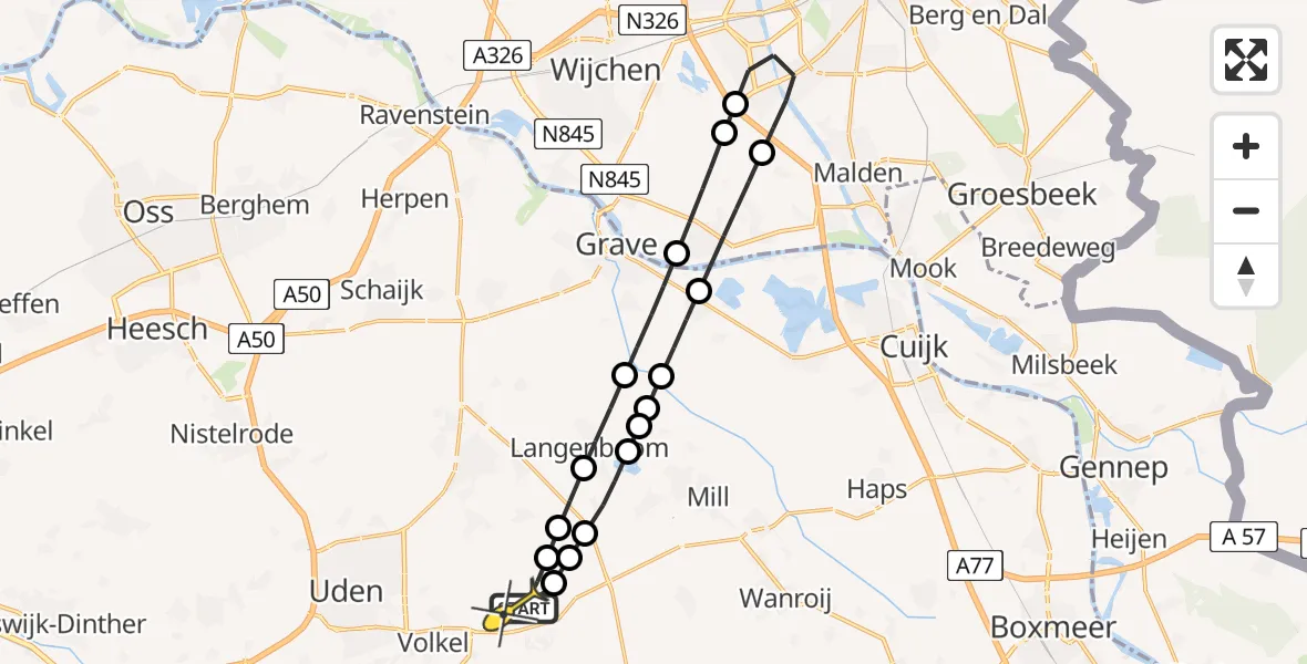 Routekaart van de vlucht: Lifeliner 3 naar Vliegbasis Volkel, Houtvennen