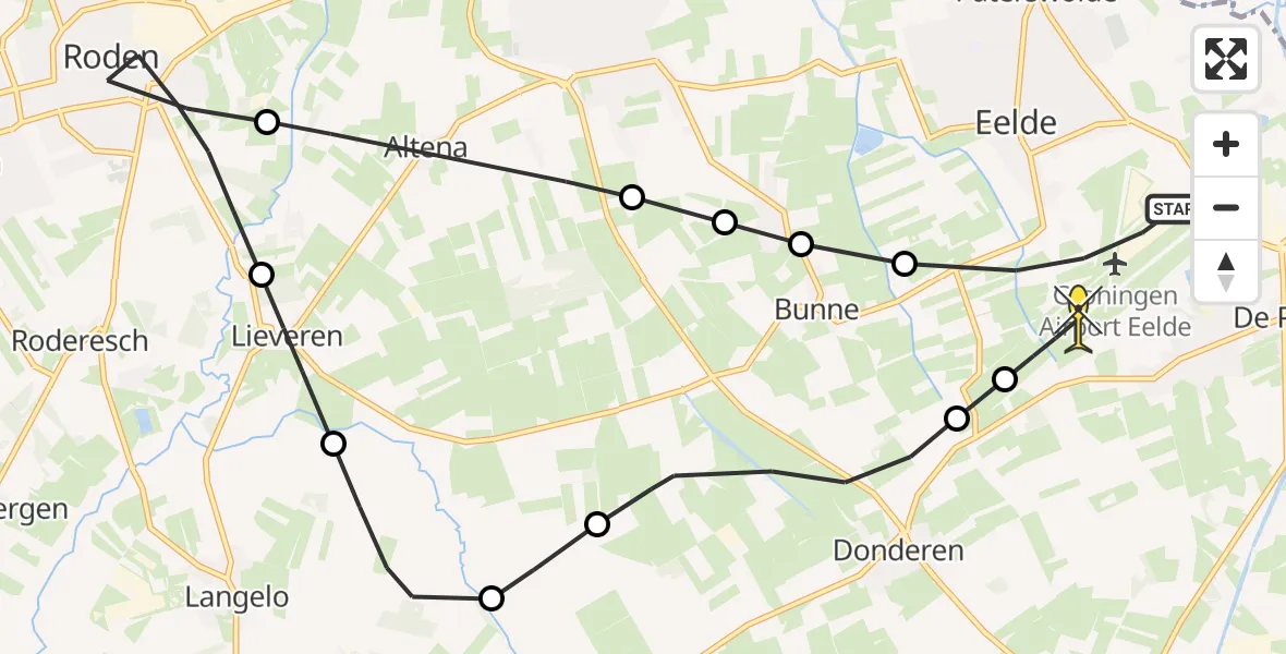 Routekaart van de vlucht: Lifeliner 4 naar Groningen Airport Eelde, Veldkampweg