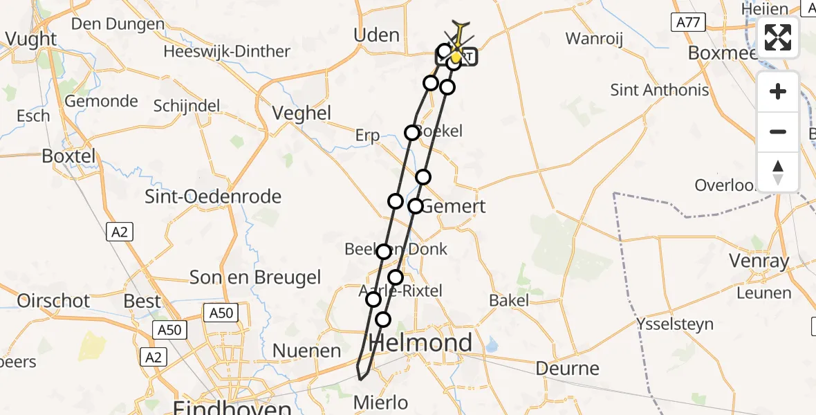 Routekaart van de vlucht: Lifeliner 3 naar Vliegbasis Volkel, Oosterheidestraat