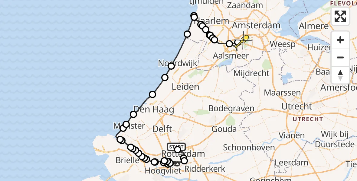 Routekaart van de vlucht: Politieheli naar Schiphol, Welschapstraat