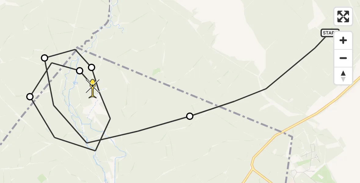 Routekaart van de vlucht: Politieheli naar Ermelo, Schapendrift