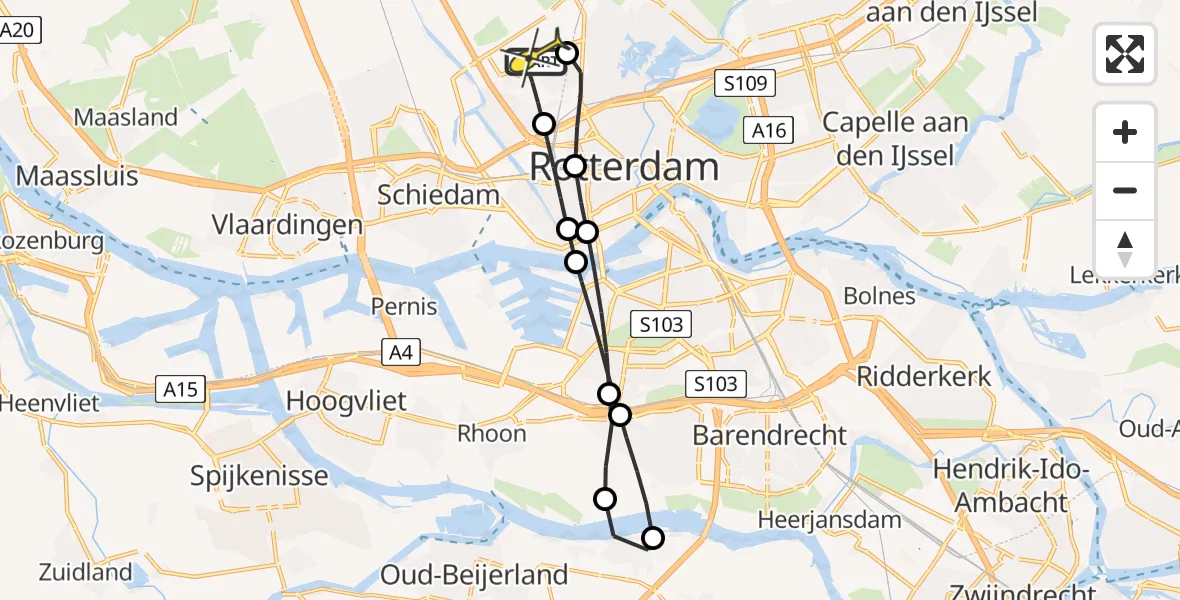 Routekaart van de vlucht: Lifeliner 2 naar Rotterdam The Hague Airport, Molenpad