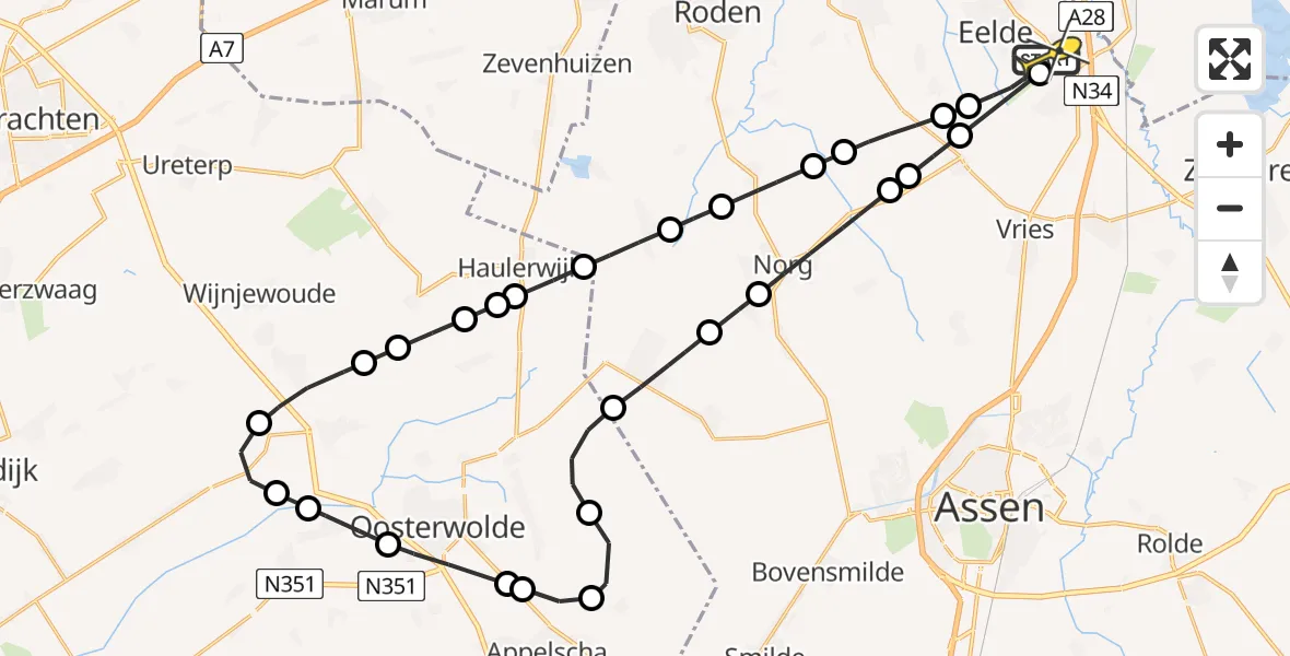 Routekaart van de vlucht: Lifeliner 4 naar Groningen Airport Eelde, Lugtenbergerweg