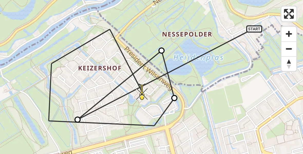 Routekaart van de vlucht: Politiehelikopter naar Rotterdam, Struikheide