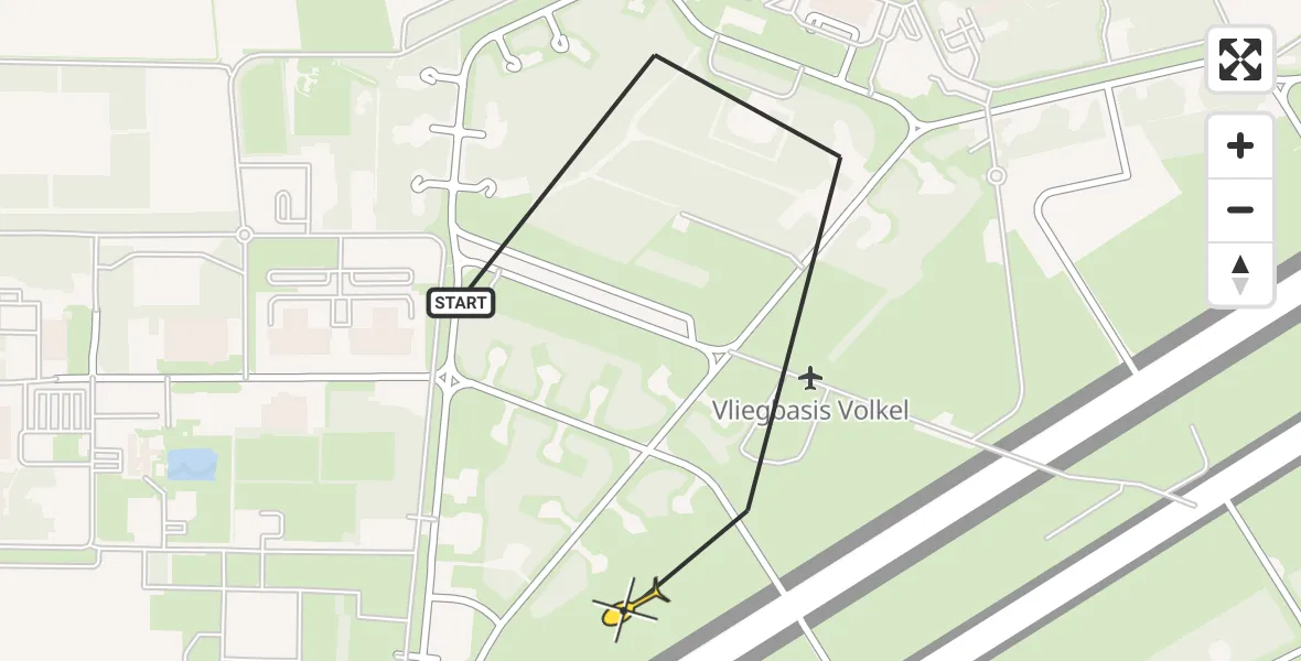 Routekaart van de vlucht: Lifeliner 3 naar Vliegbasis Volkel, Zeelandsedijk