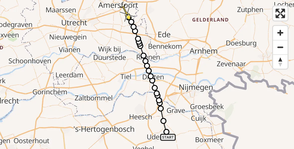 Routekaart van de vlucht: Lifeliner 3 naar Leusden, Millsebaan