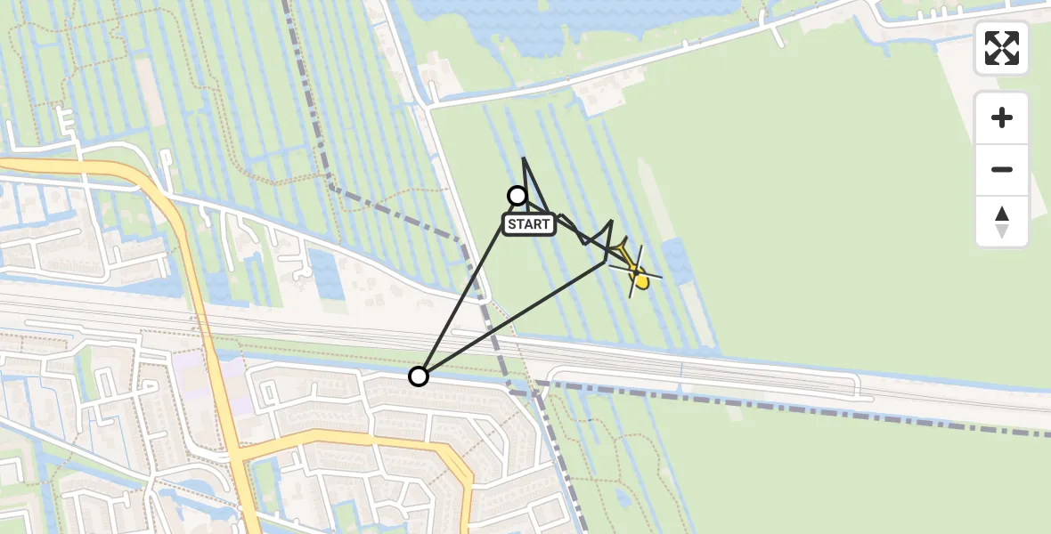 Routekaart van de vlucht: Politieheli naar Reeuwijk, Willenstunnel