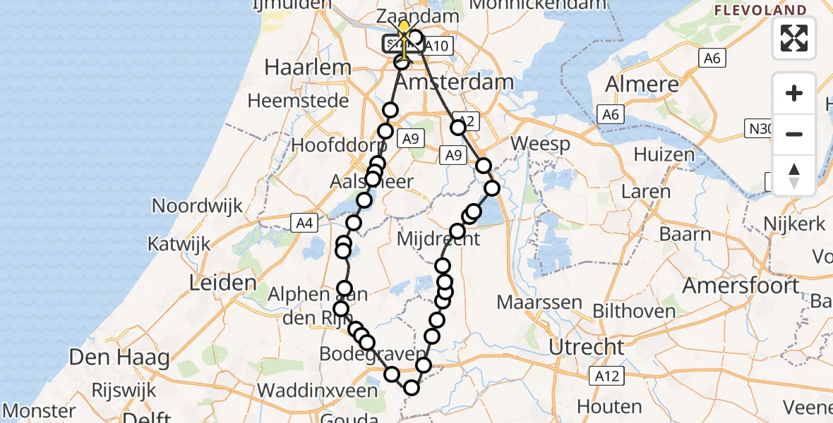 Routekaart van de vlucht: Lifeliner 1 naar Amsterdam Heliport, Maltaweg
