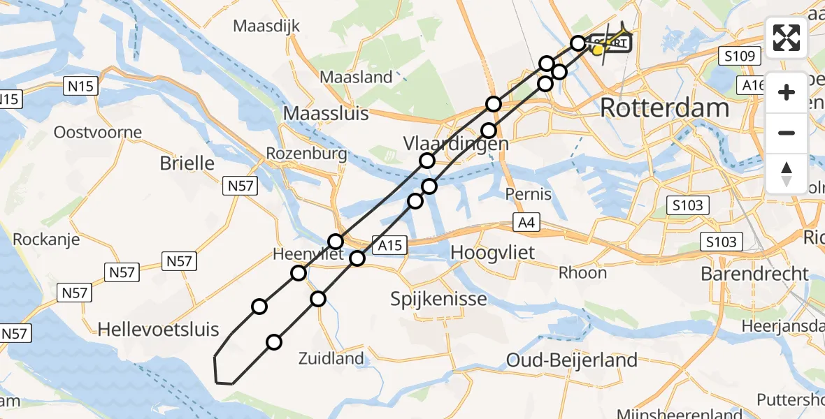 Routekaart van de vlucht: Lifeliner 2 naar Rotterdam The Hague Airport, Vliegveldweg