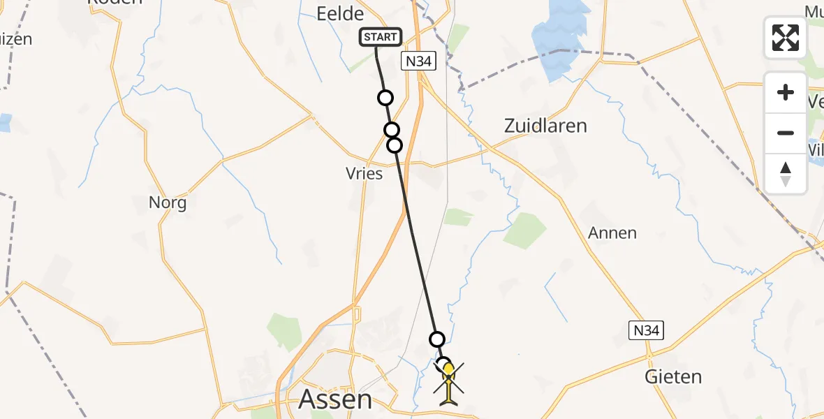 Routekaart van de vlucht: Lifeliner 4 naar Balloo, Homsteeg