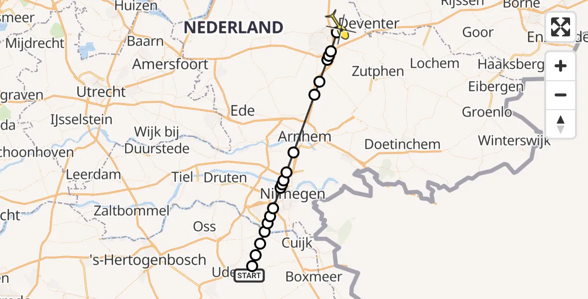 Routekaart van de vlucht: Lifeliner 3 naar Vliegveld Teuge, Zeelandsedijk