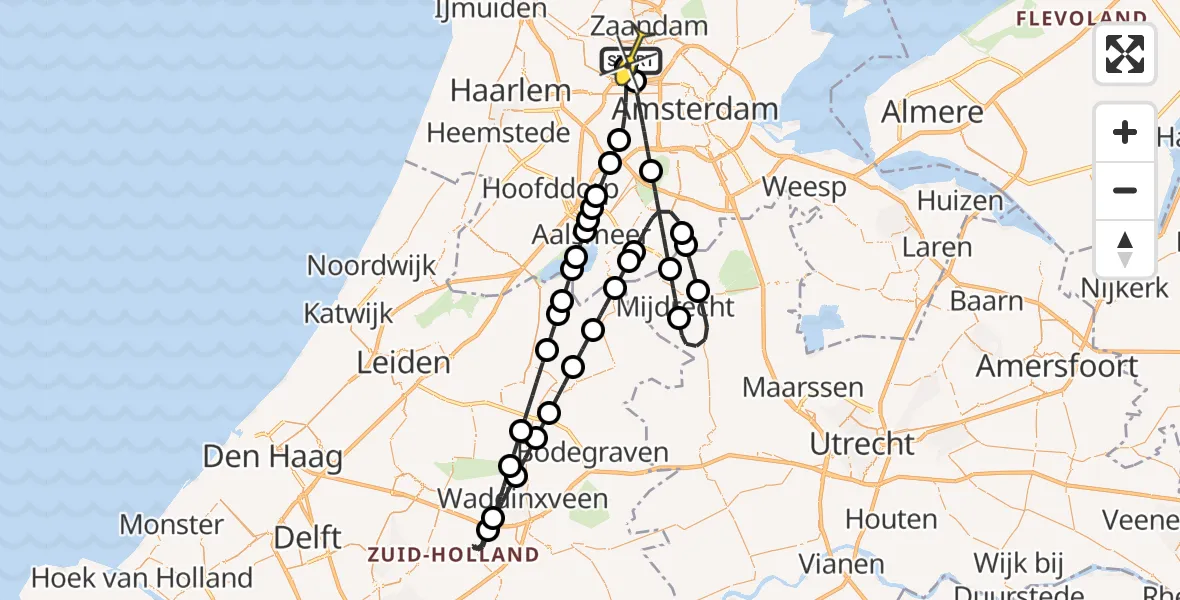 Routekaart van de vlucht: Lifeliner 1 naar Amsterdam Heliport, Hornweg
