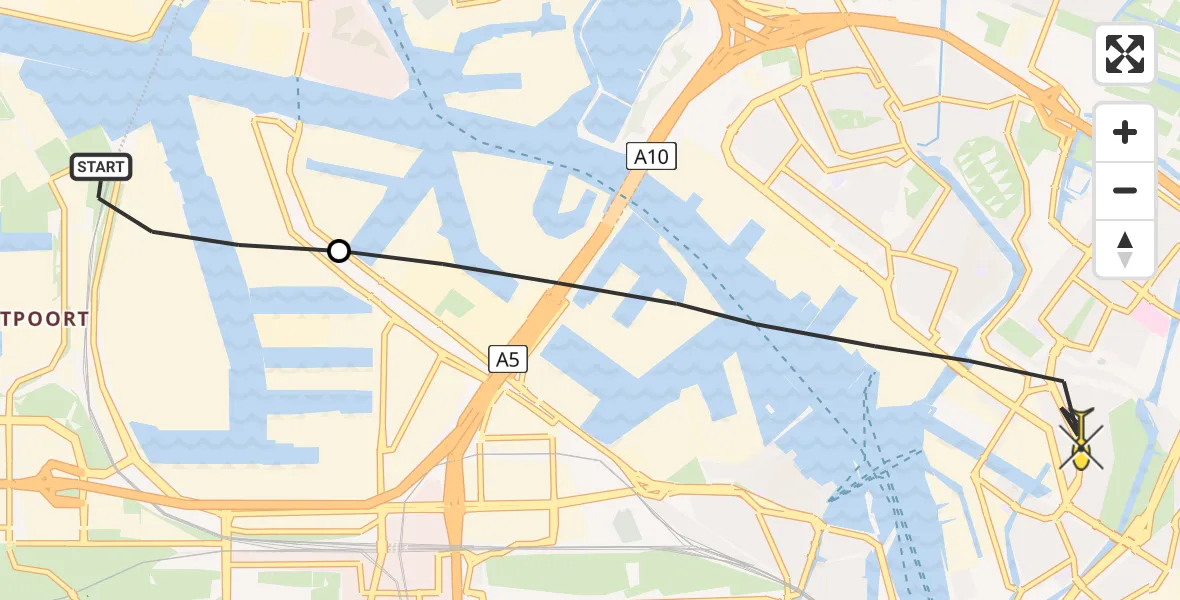 Routekaart van de vlucht: Lifeliner 1 naar Amsterdam, Kompasweg