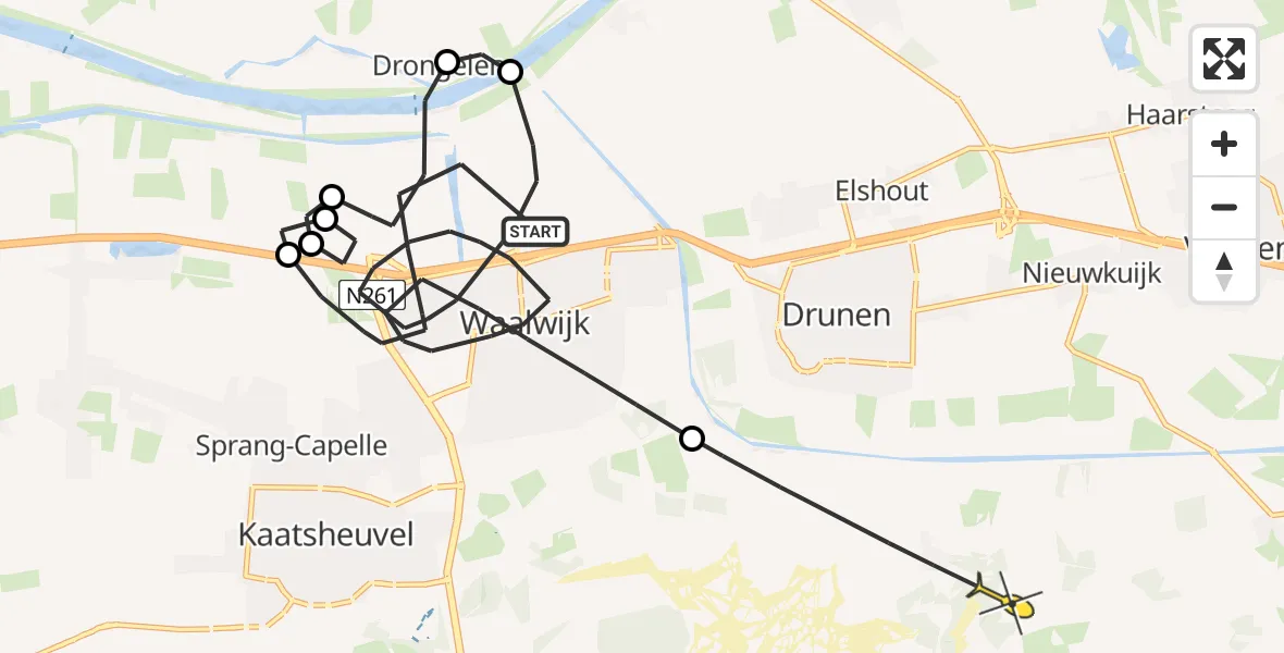 Routekaart van de vlucht: Politieheli naar Helvoirt, Industrieweg