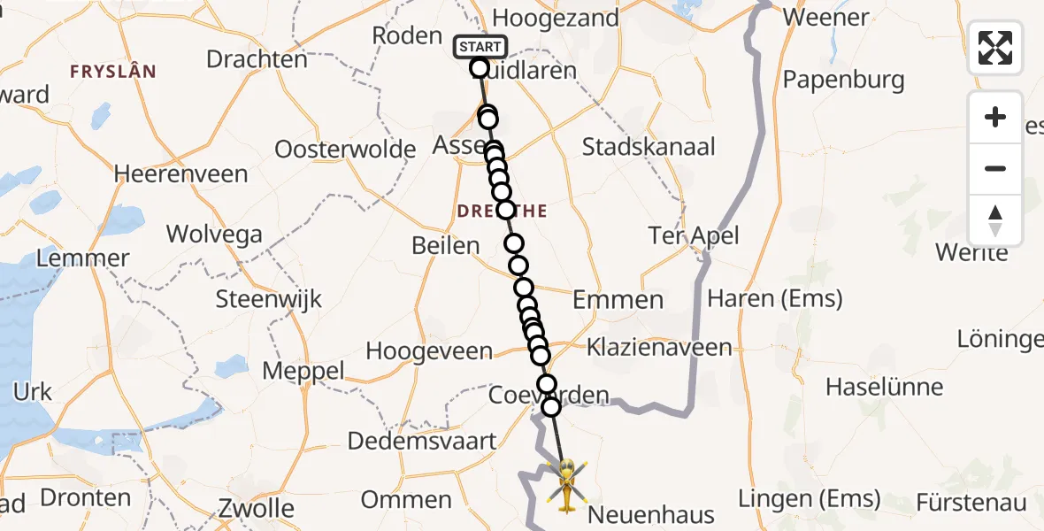 Vluchtroute Traumahelikopter Groningen Airport Eelde - , 21 juli 2025, 11:30