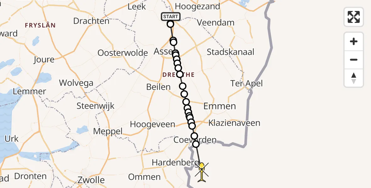 Routekaart van de vlucht: Lifeliner 4 naar Moespot