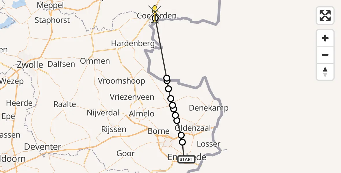 Routekaart van de vlucht: Lifeliner 4 naar Coevorden, Parkweg